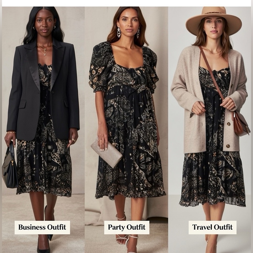 Forever 21 Black and Tan Patterned Dress